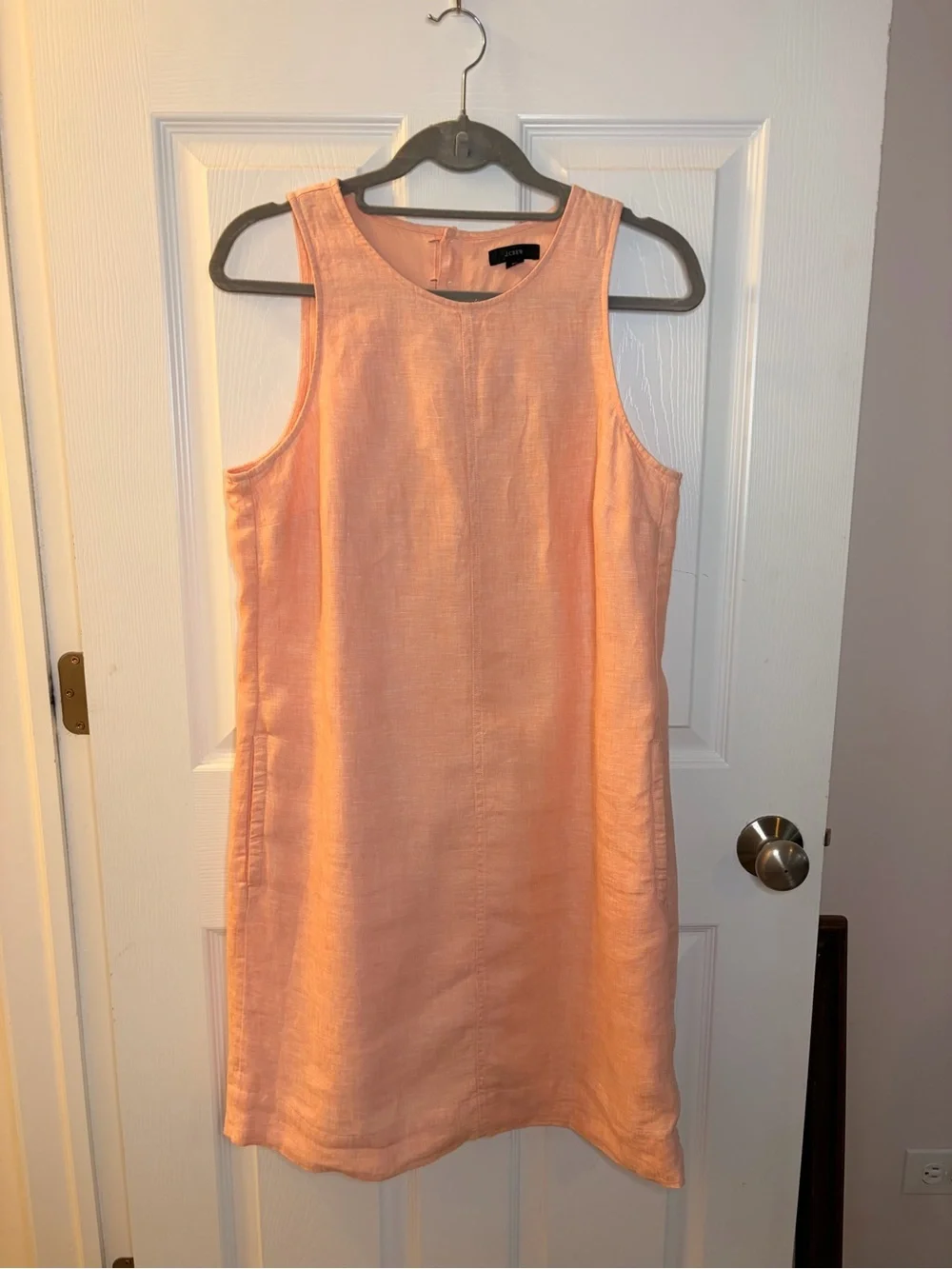 Sleeveless Peach Linen Shift Dress